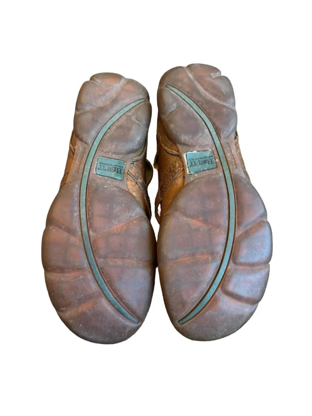 Born Brown Leather Mary Jane Flats Crisscross Strap Buckle Work Size 7.5 Women's